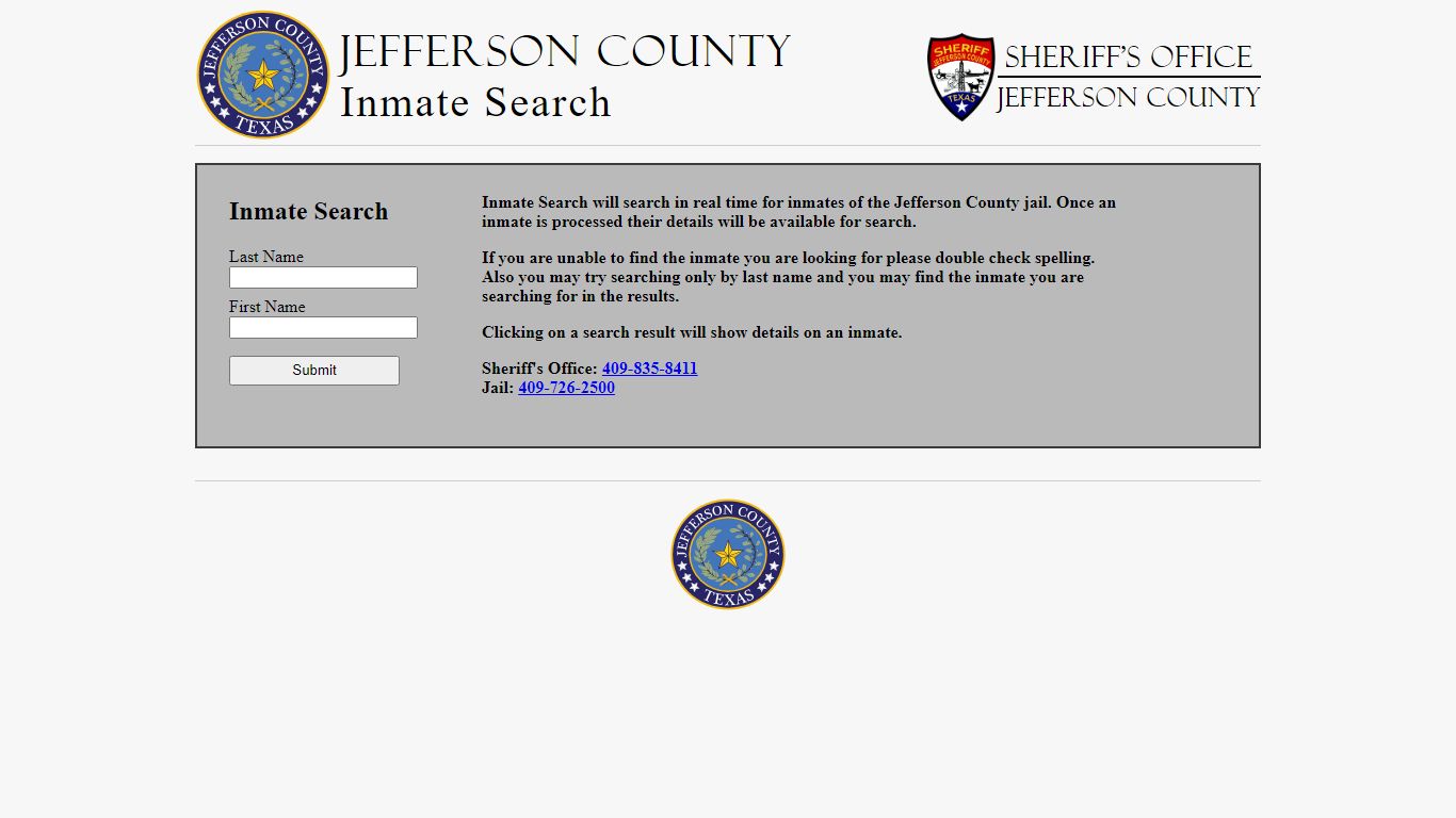 Jefferson County Inmate Search - Jefferson County, TX Inmate Search